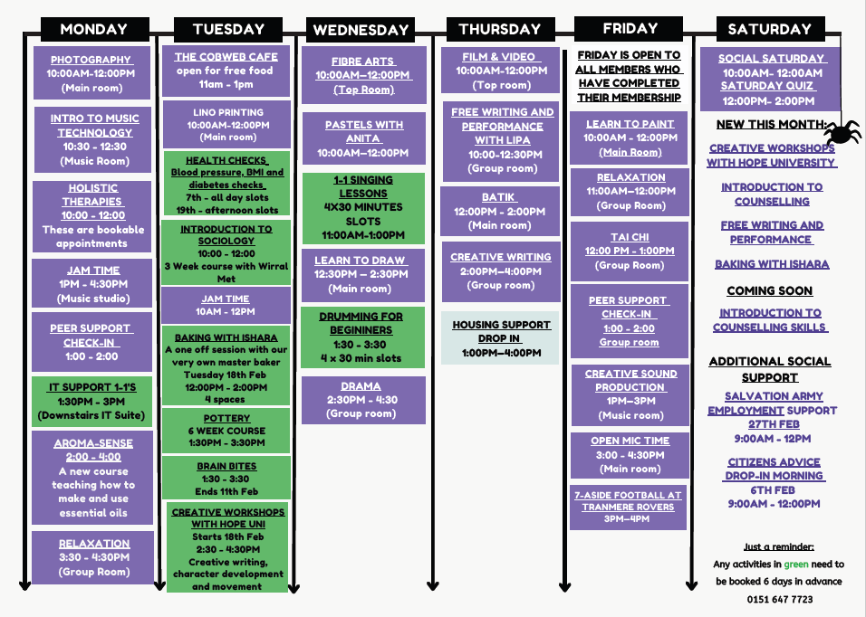 Spider Project Feb 25 Timetable